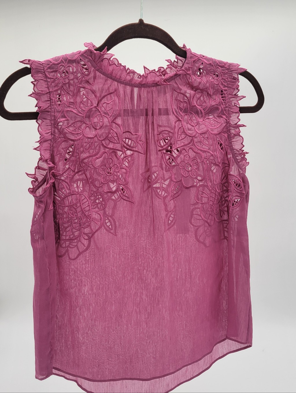 Christy Lynn- Sleeveless Floral Lace Overlay Top - Berry Pink